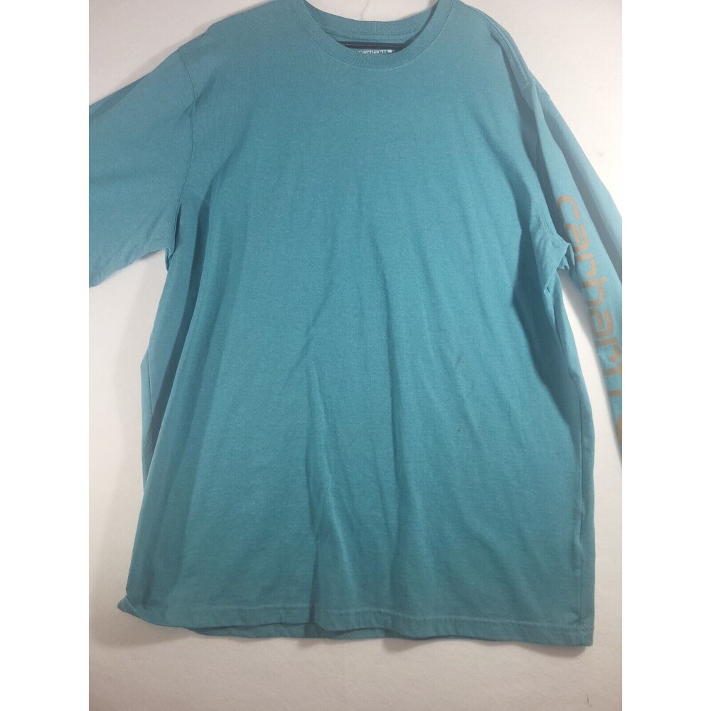 Carhartt Original Fit Men's XL Tall Teal Long Sleeve Logo Shirt